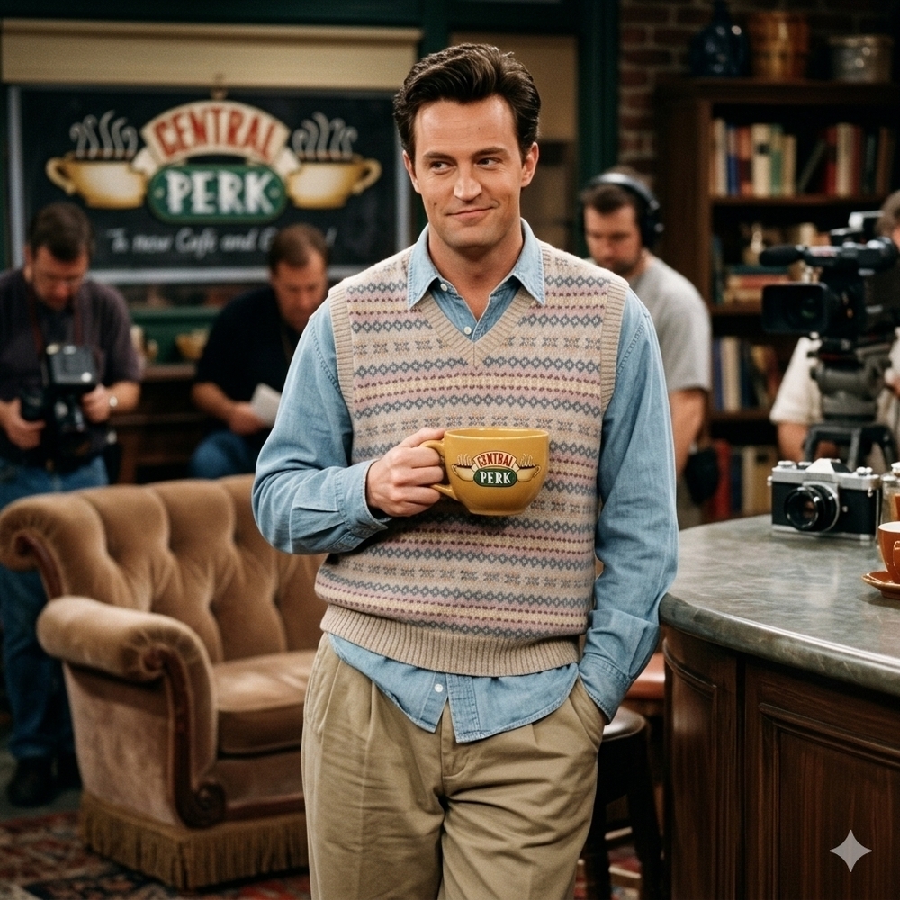 Vintage L'Homage Fair Isle Sweater Vest Chandler Bing Friends 90s Style M Unisex